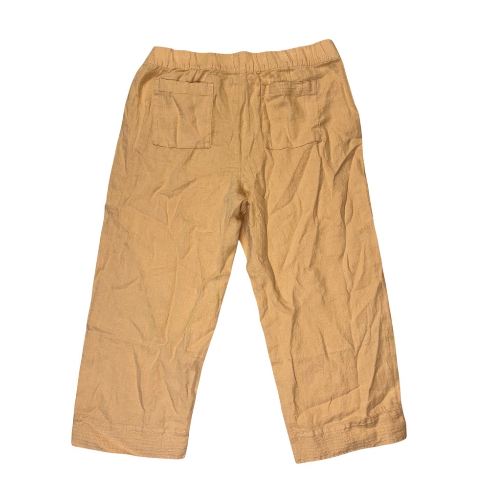 Pure Jill J.Jill Mustard Yellow 100% Linen Cropped Pants Medium Petite Vacation - Picture 7 of 7